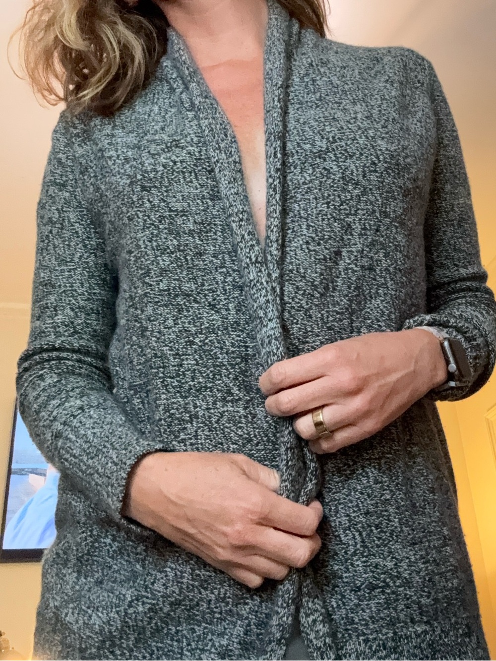 Tahari Black & White Marled 100% Cashmere Sweater